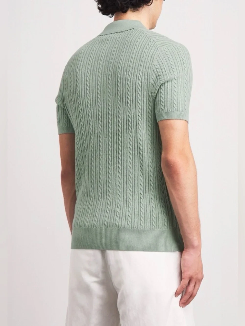 Polo Ralph Lauren Lightweight Cable Knit Polo Collar Sweater Sage Sz S NWT